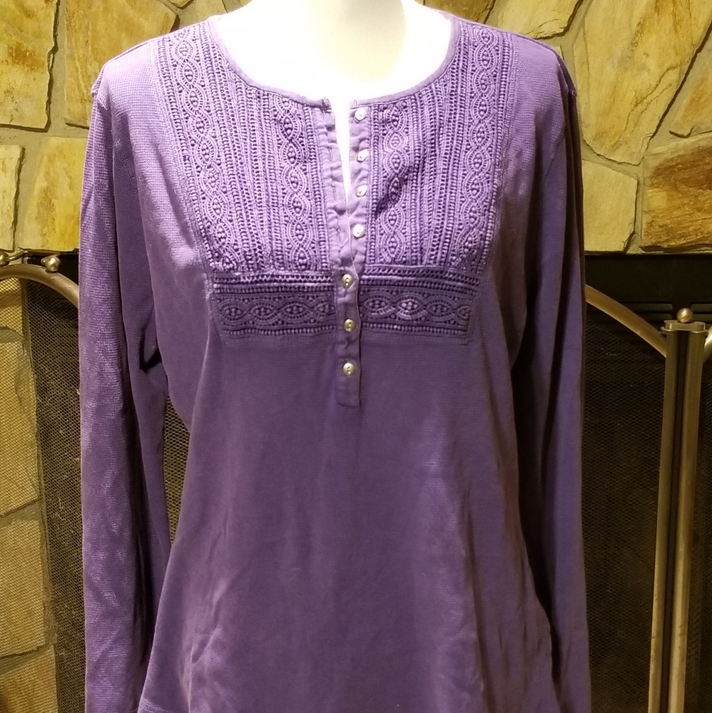 Chaps Waffle Knit Long Sleeve Shirt Size XL EUC